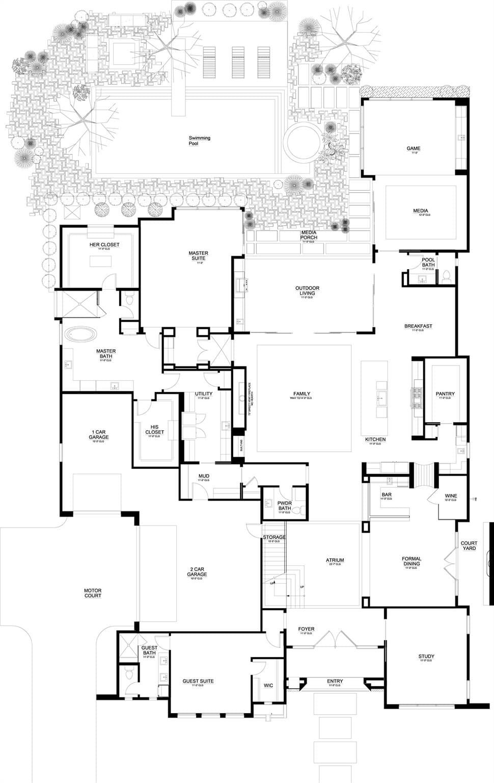 luxury Home Builders Midwick floor plan 1floor - Millennial Design + Build, Modern Homes in Frisco Texas, modern style homes